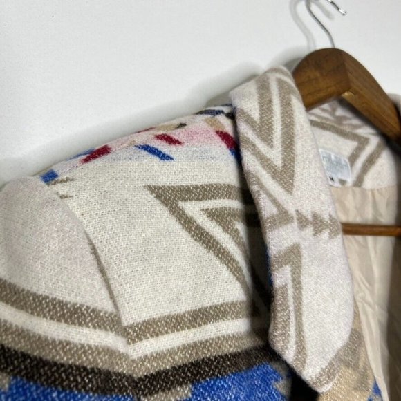 Pendleton Lookalike - Italian Wool Blend Aztec Western Print Jacket Coat Womens - Picture 3 of 13